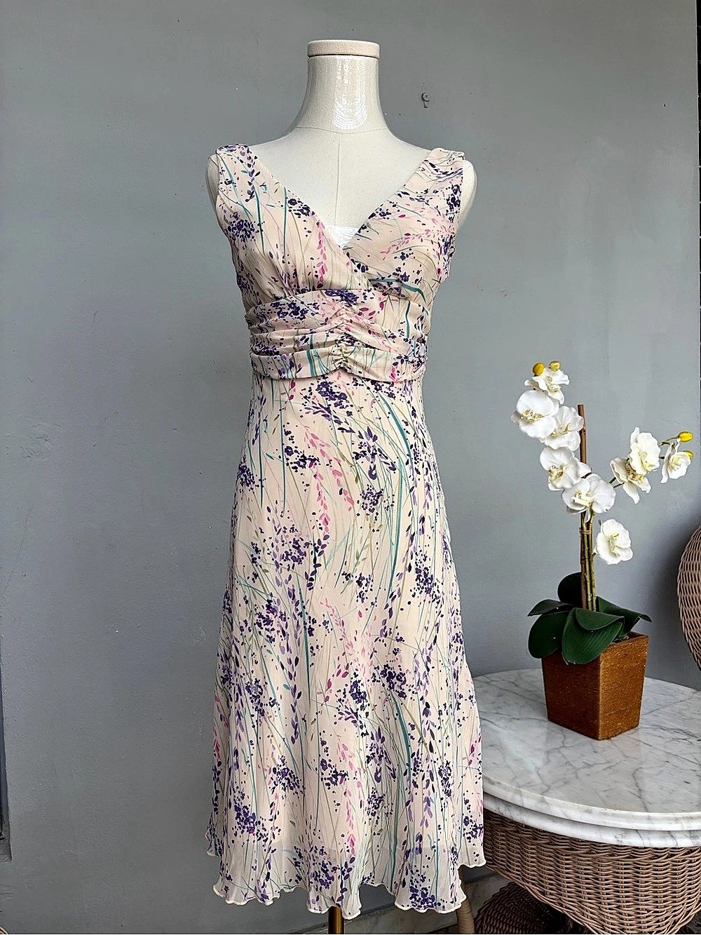 Nanette Lepore Floral Midi Dress in Pink & Purple Like New